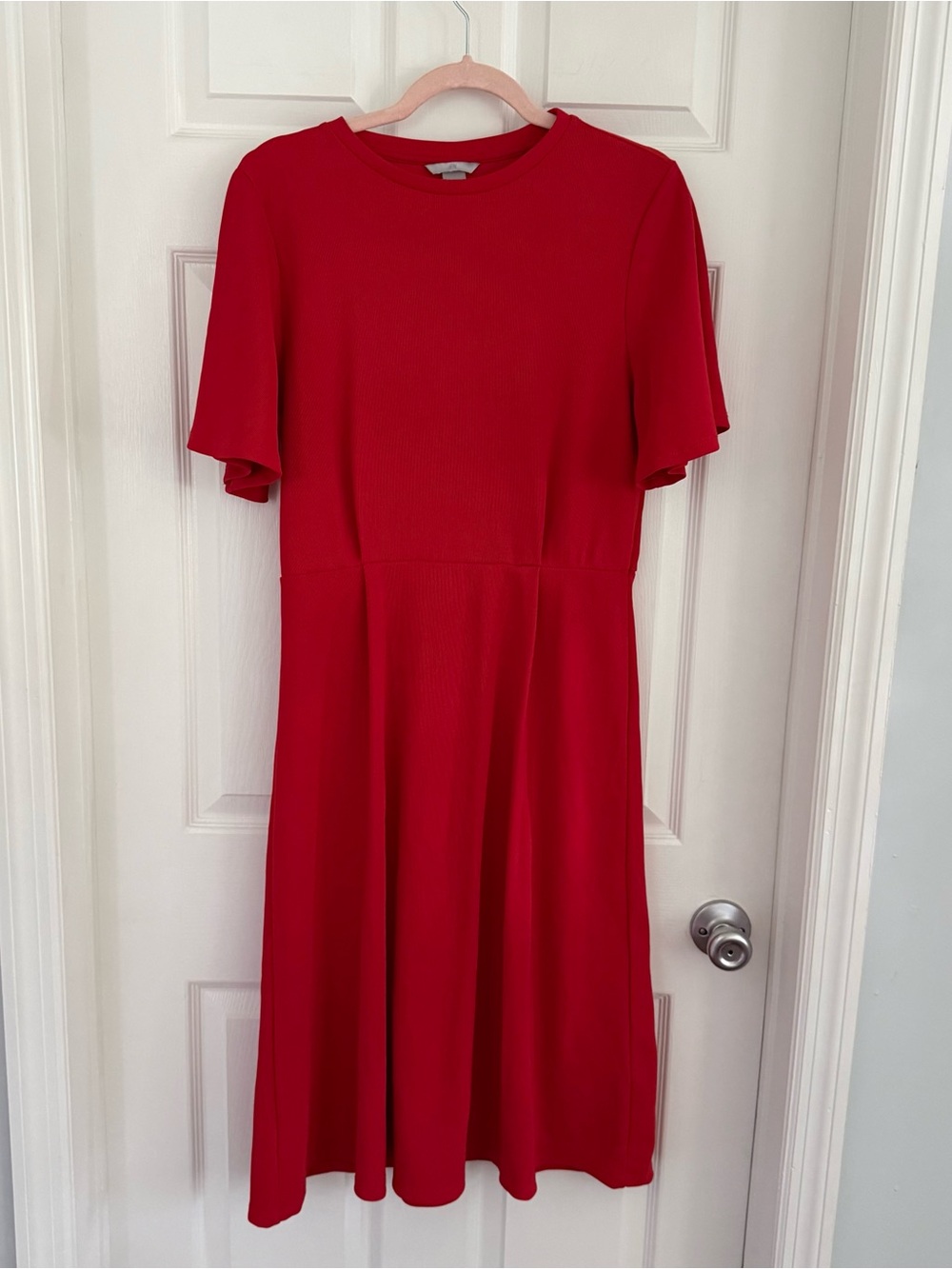 H&M Classic Red A-Line Women's Dress with flutter sleeve